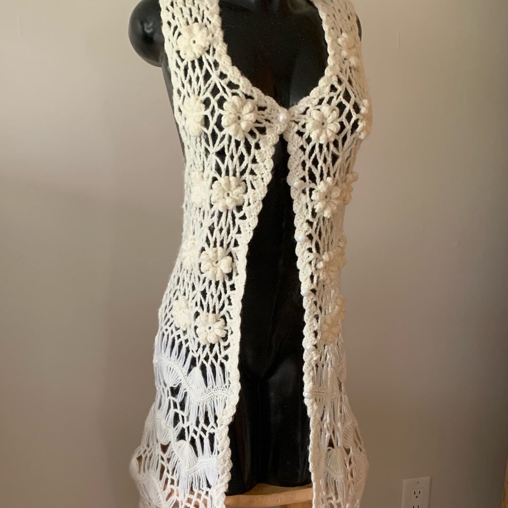 Cecico crochet/knit long vest